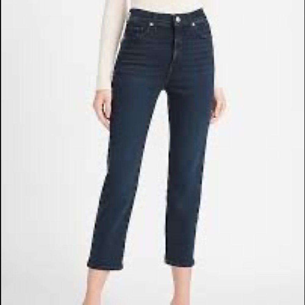Express Straight Super High Rise Crop Denim Jeans‎